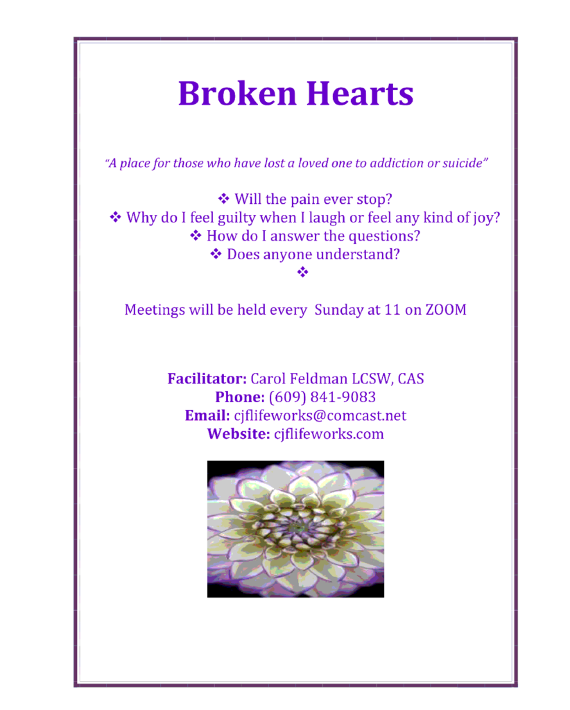 flyer for broken hearts event