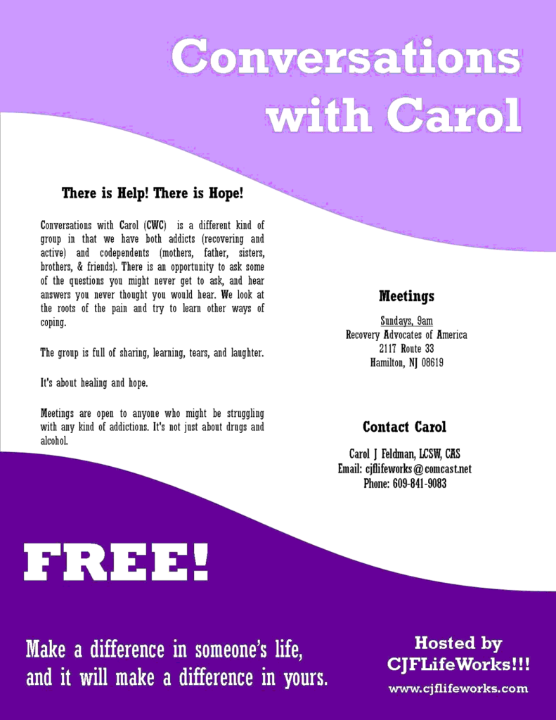 flyer for conversations with carol event